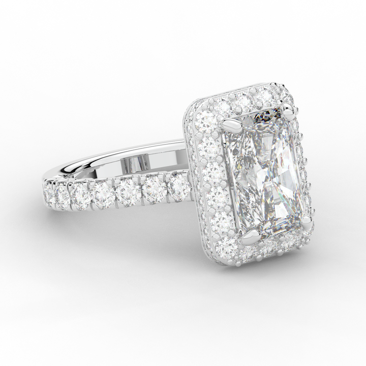 4.50CT.TW RADIANT LAB DIAMOND HALO ENGAGEMENT RING - Nazarelle