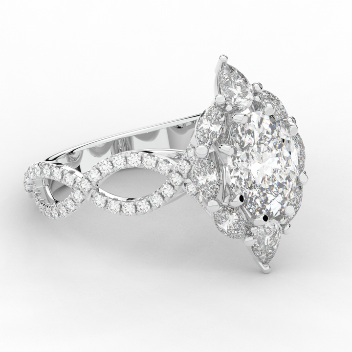 3.00CT.TW OVAL LAB DIAMOND HALO ENGAGEMENT RING - Nazarelle