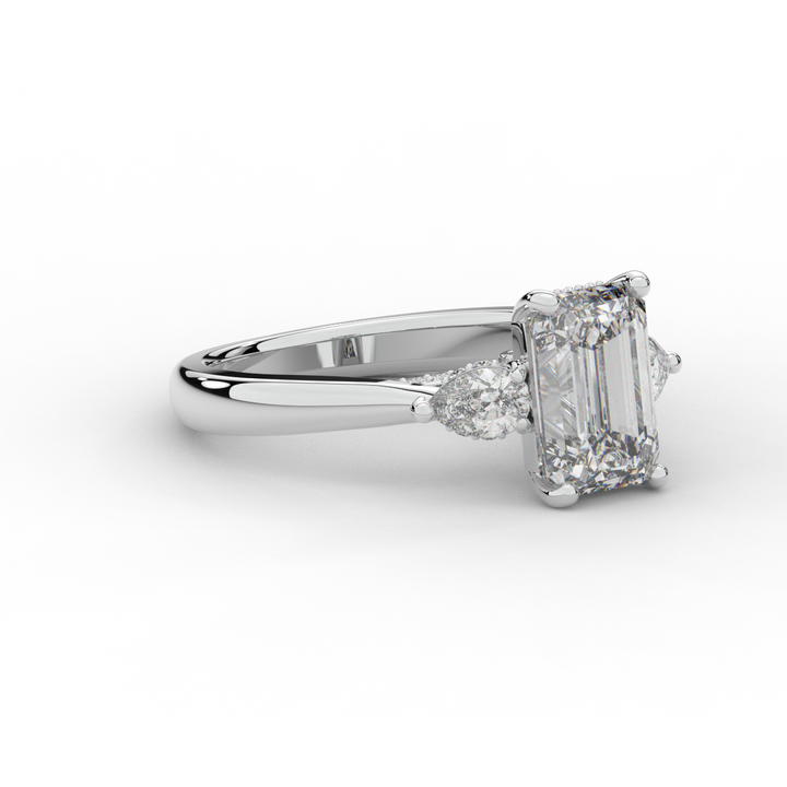 2.40CT.TW EMERALD CUT LAB DIAMOND 3 STONE ENGAGEMENT RING - Nazarelle