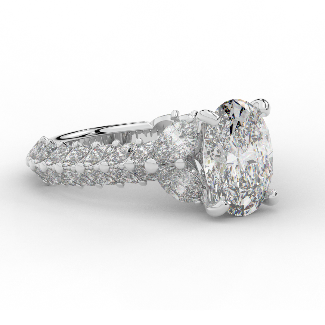 5.25CT.TW OVAL LAB DIAMOND HALO ENGAGEMENT RING - Nazarelle