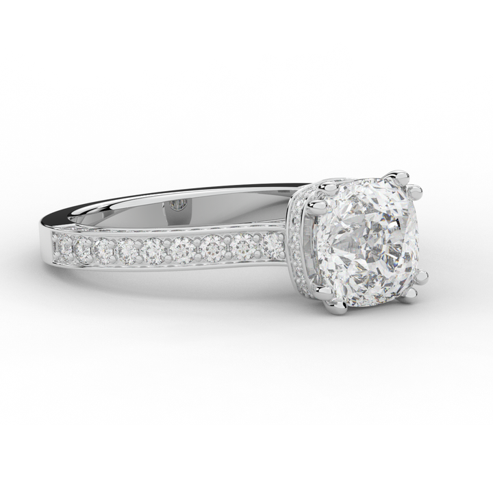 2.60CT.TW CUSHION LAB DIAMOND SOLITAIRE ENGAGEMENT RING - Nazarelle