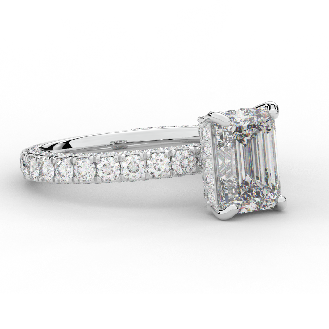 3.00CT.TW EMERALD CUT LAB DIAMOND ENGAGEMENT RING - Nazarelle