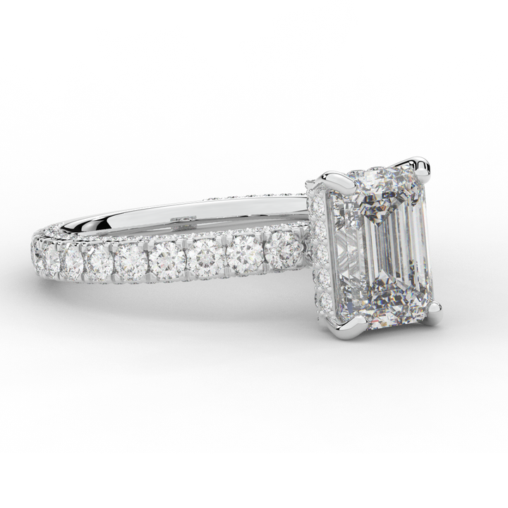 3.00CT.TW EMERALD CUT LAB DIAMOND ENGAGEMENT RING - Nazarelle