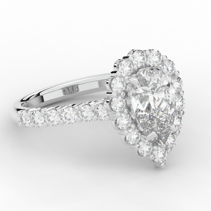 3.10CT.TW PEAR LAB DIAMOND HALO ENGAGEMENT RING - Nazarelle