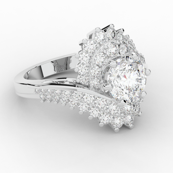 3.35CT.TW ROUND LAB DIAMOND BYPASS HALO ENGAGEMENT RING - Nazarelle