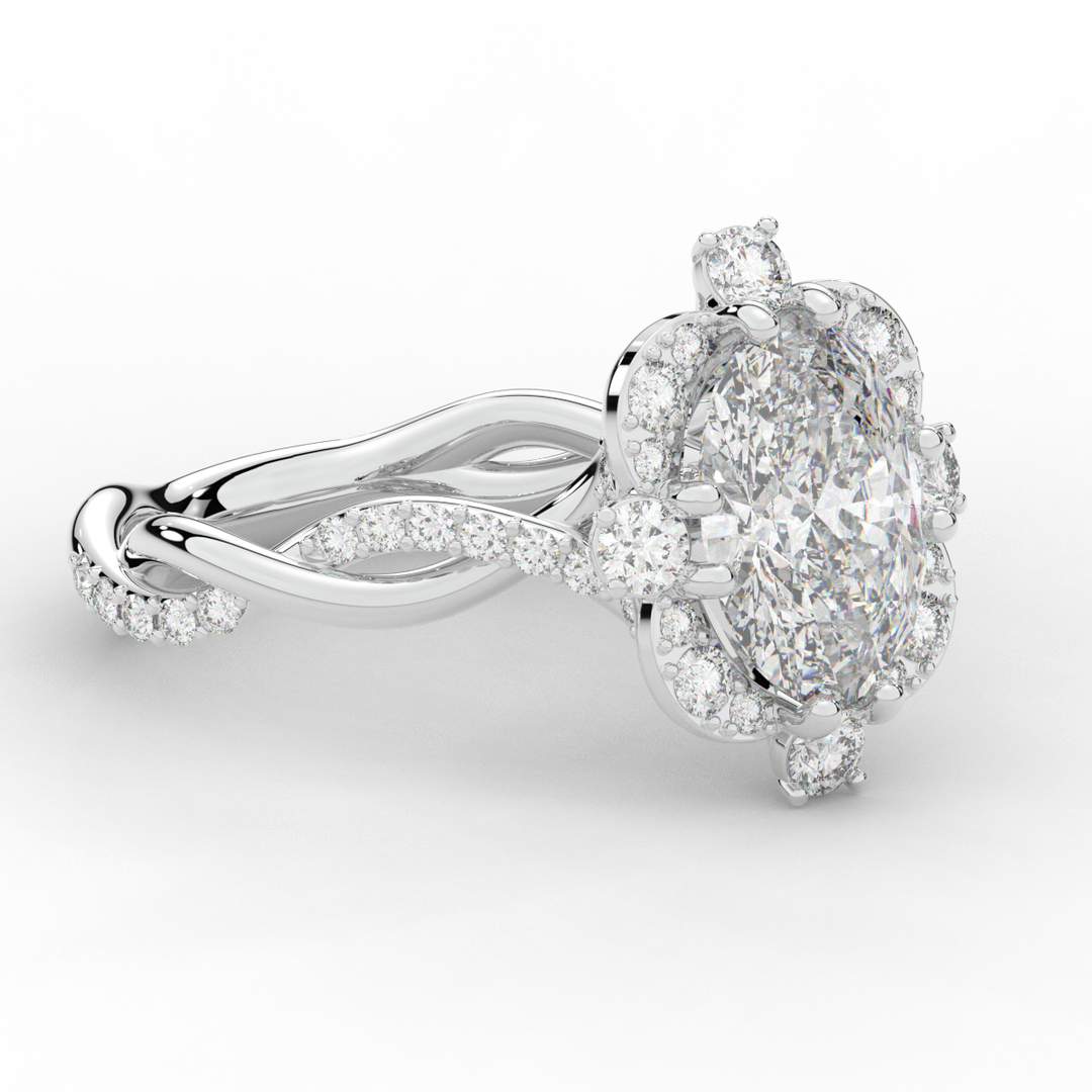 2.70CT.TW OVAL LAB DIAMOND HALO ENGAGEMENT RING - Nazarelle