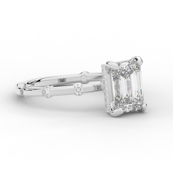 2.60CT.TW RADIANT LAB DIAMOND UNDERHALO SOLITAIRE ENGAGEMENT RING - Nazarelle