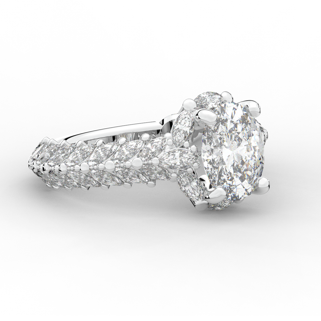 3.10CT.TW OVAL LAB DIAMOND HALO ENGAGEMENT RING - Nazarelle