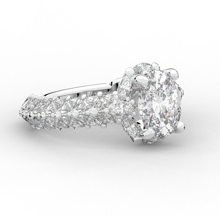 3.10CT.TW OVAL LAB DIAMOND HALO ENGAGEMENT RING - Nazarelle