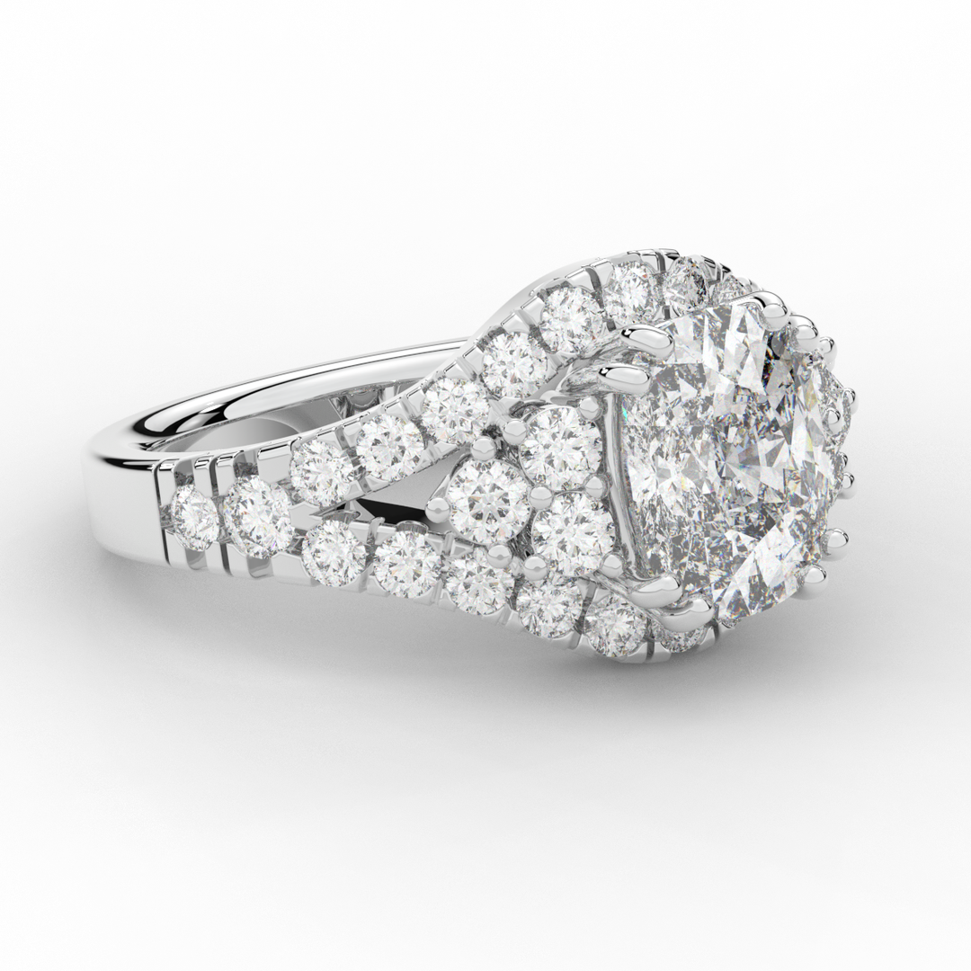 3.10CT.TW CUSHION LAB DIAMOND HALO ENGAGEMENT RING - Nazarelle