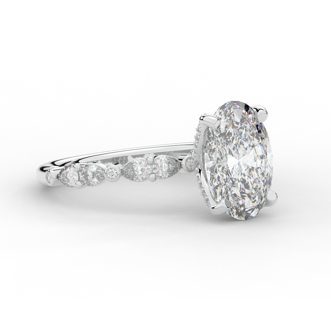 3.60CT.TW OVAL LAB DIAMOND SOLITAIRE ENGAGEMENT RING - Nazarelle