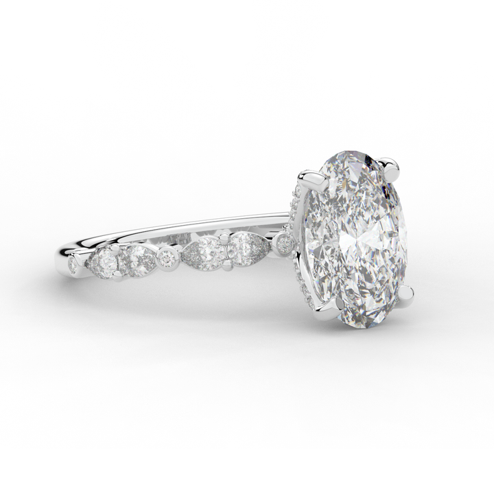 3.60CT.TW OVAL LAB DIAMOND SOLITAIRE ENGAGEMENT RING - Nazarelle