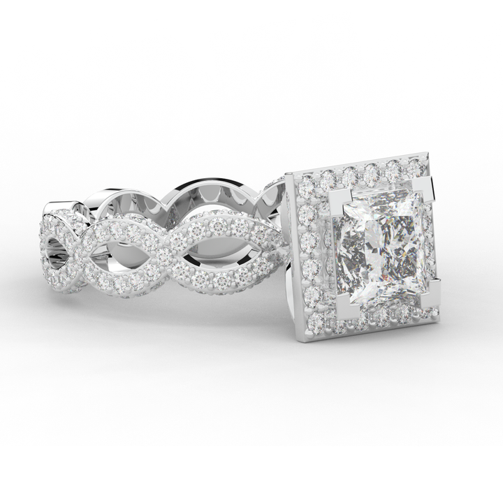 2.40CT.TW PRINCESS LAB DIAMOND HALO ENGAGEMENT RING - Nazarelle