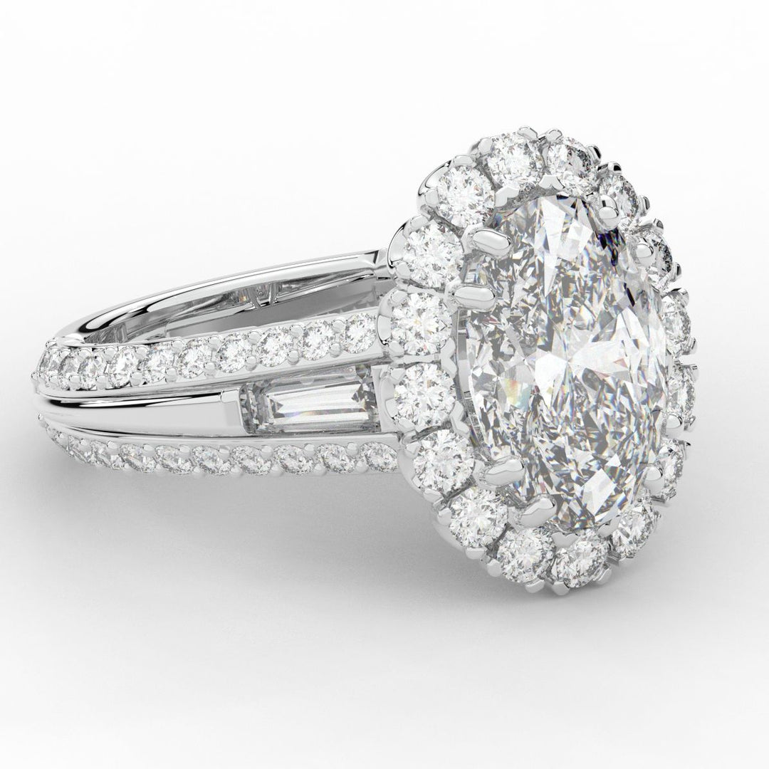 5.75CT.TW OVAL LAB DIAMOND HALO ENGAGEMENT RING - Nazarelle