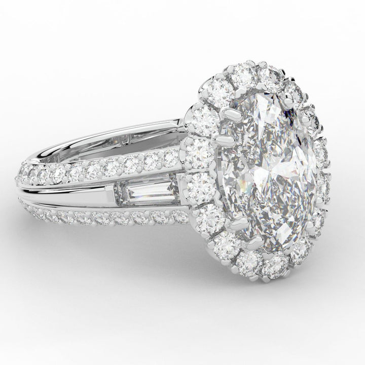 5.75CT.TW OVAL LAB DIAMOND HALO ENGAGEMENT RING - Nazarelle