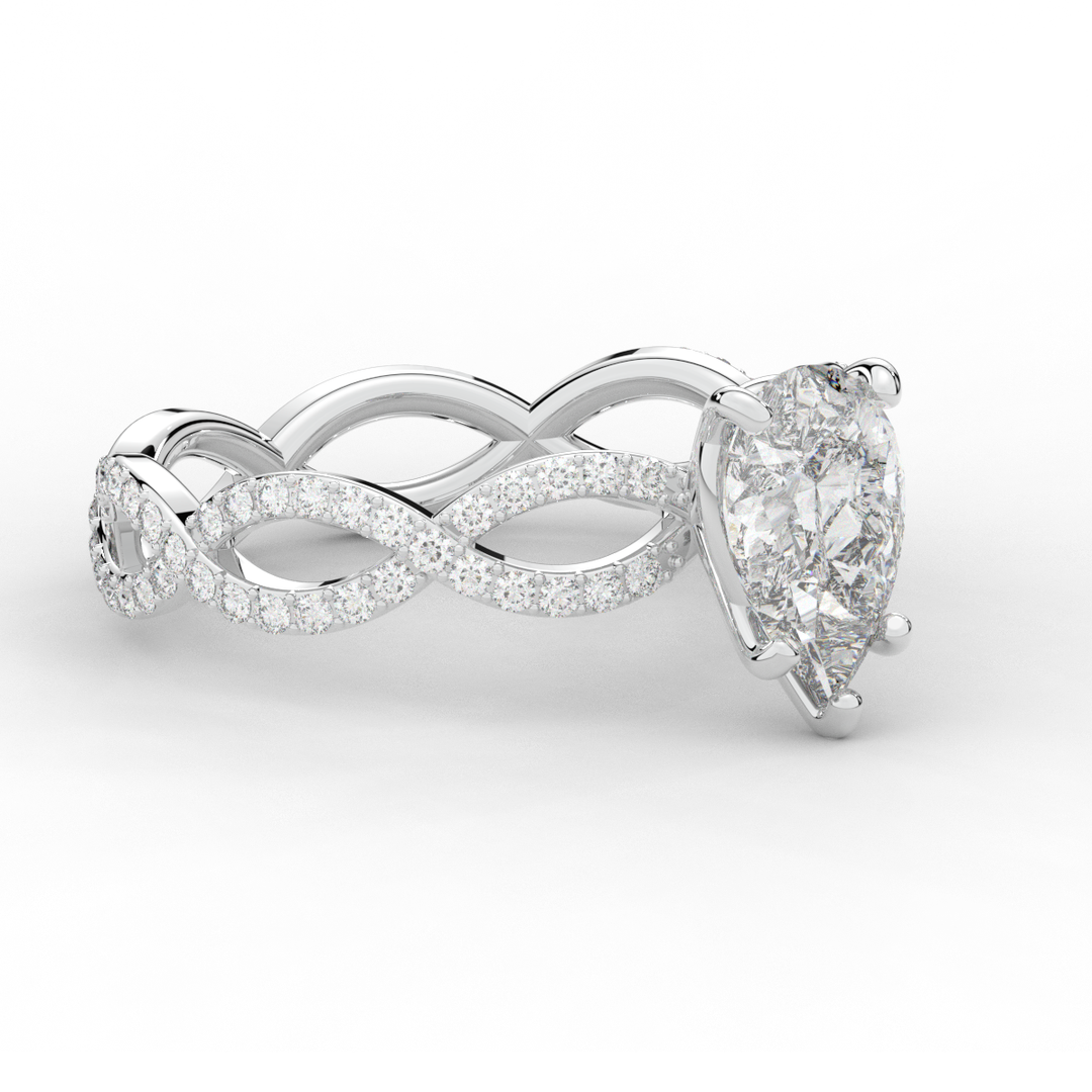 1.30CT.TW PEAR LAB DIAMOND TWIST BAND ENGAGEMENT RING - Nazarelle