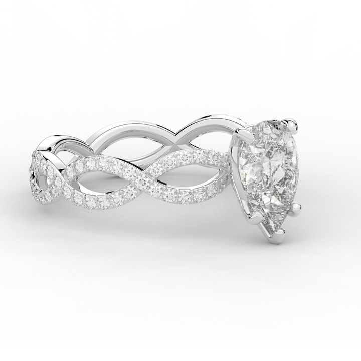 1.30CT.TW PEAR LAB DIAMOND TWIST BAND ENGAGEMENT RING - Nazarelle