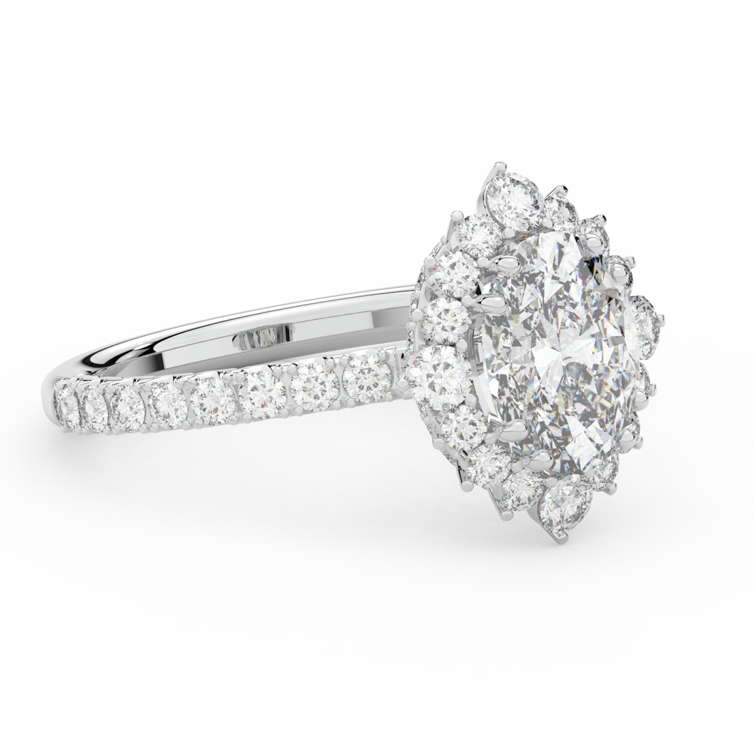 2.80CT.TW OVAL LAB DIAMOND HALO ENGAGEMENT RING - Nazarelle