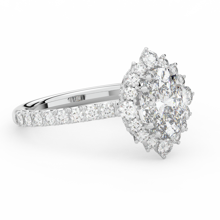 2.80CT.TW OVAL LAB DIAMOND HALO ENGAGEMENT RING - Nazarelle