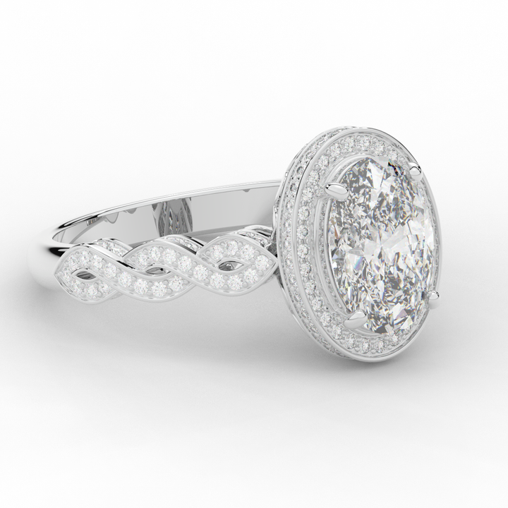 3.10CT.TW OVAL LAB DIAMOND HALO ENGAGEMENT RING - Nazarelle