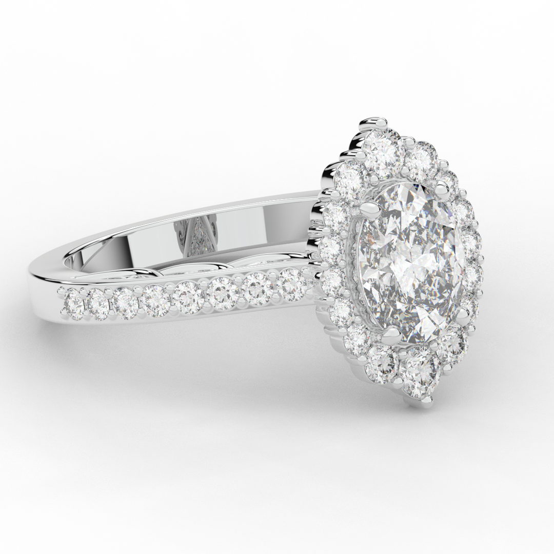 1.75CT.TW OVAL LAB DIAMOND HALO ENGAGEMENT RING - Nazarelle