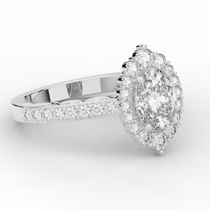 1.75CT.TW OVAL LAB DIAMOND HALO ENGAGEMENT RING - Nazarelle