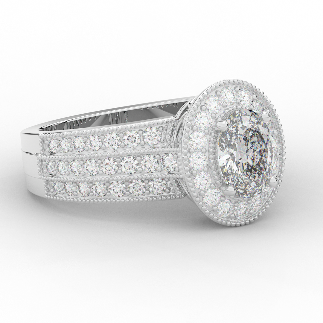 1.80CT.TW OVAL LAB DIAMOND HALO ENGAGEMENT RING - Nazarelle