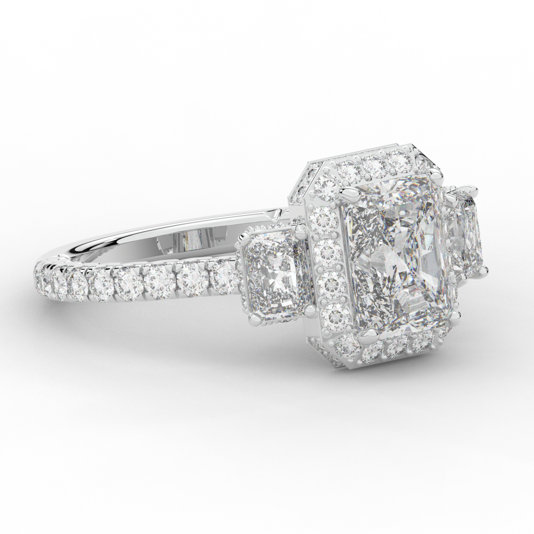 3.20CT.TW RADIANT LAB DIAMOND 3 STONE ENGAGEMENT RING - Nazarelle