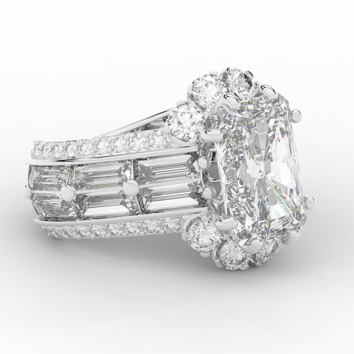 8.25CT.TW RADIANT LAB DIAMOND HALO ENGAGEMENT RING - Nazarelle
