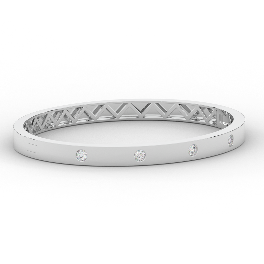 0.50CT.TW ROUND LAB DIAMOND BEZEL SET BANGLE - Nazarelle