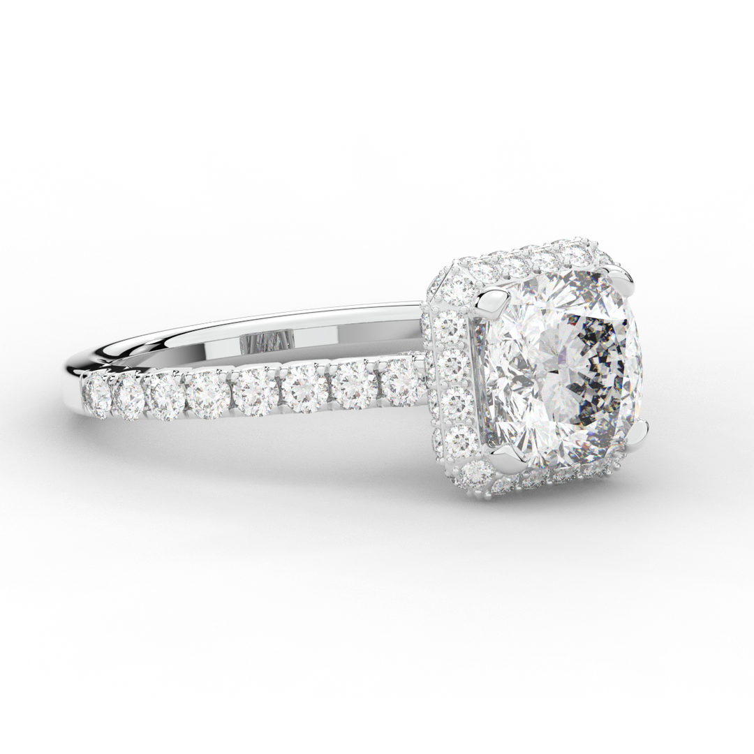 2.75CT.TW CUSHION LAB DIAMOND HALO ENGAGEMENT RING - Nazarelle