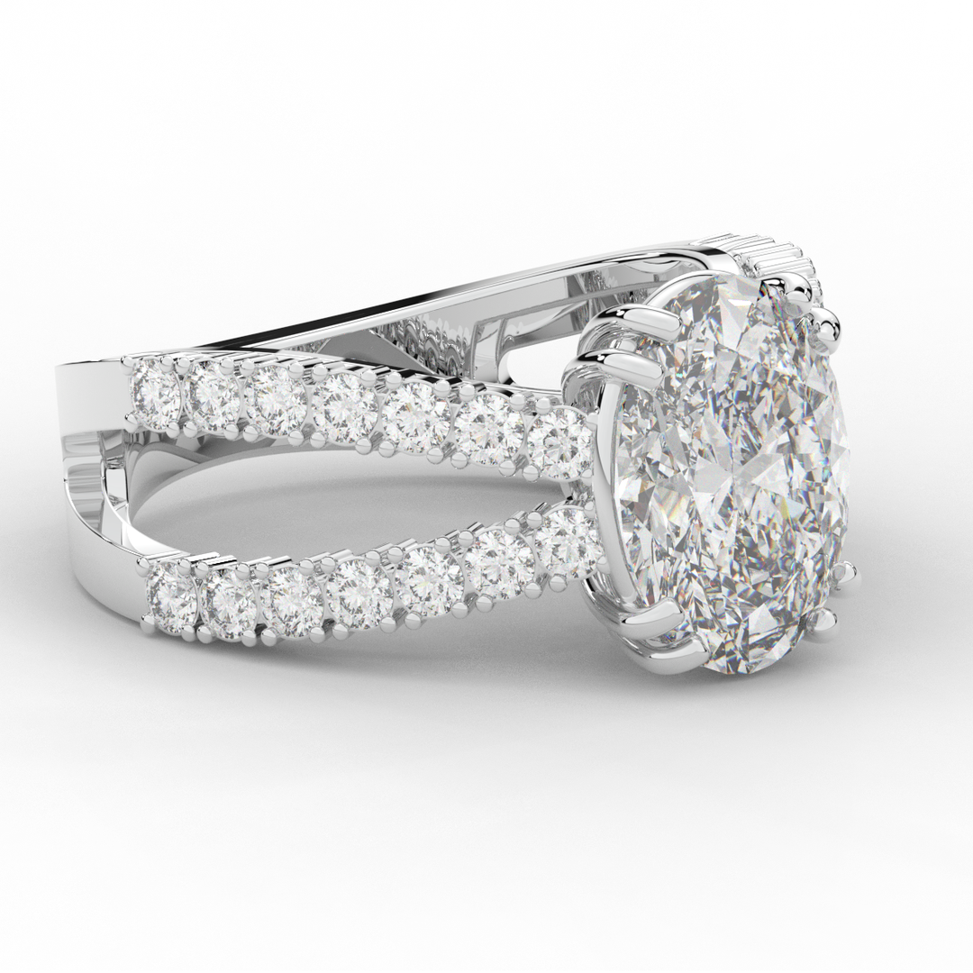 3.75CT.TW OVAL LAB DIAMOND SPLIT BAND ENGAGEMENT RING