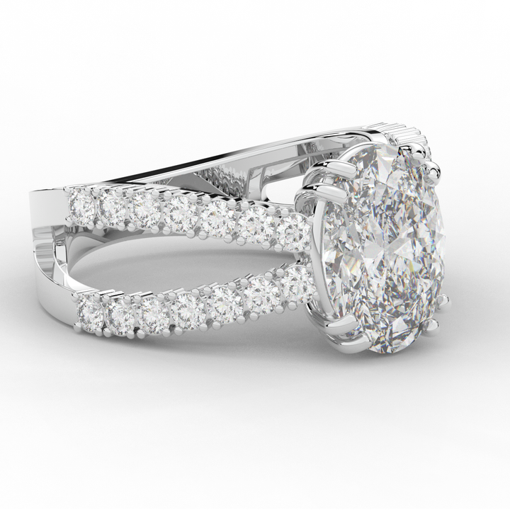 3.75CT.TW OVAL LAB DIAMOND SPLIT BAND ENGAGEMENT RING