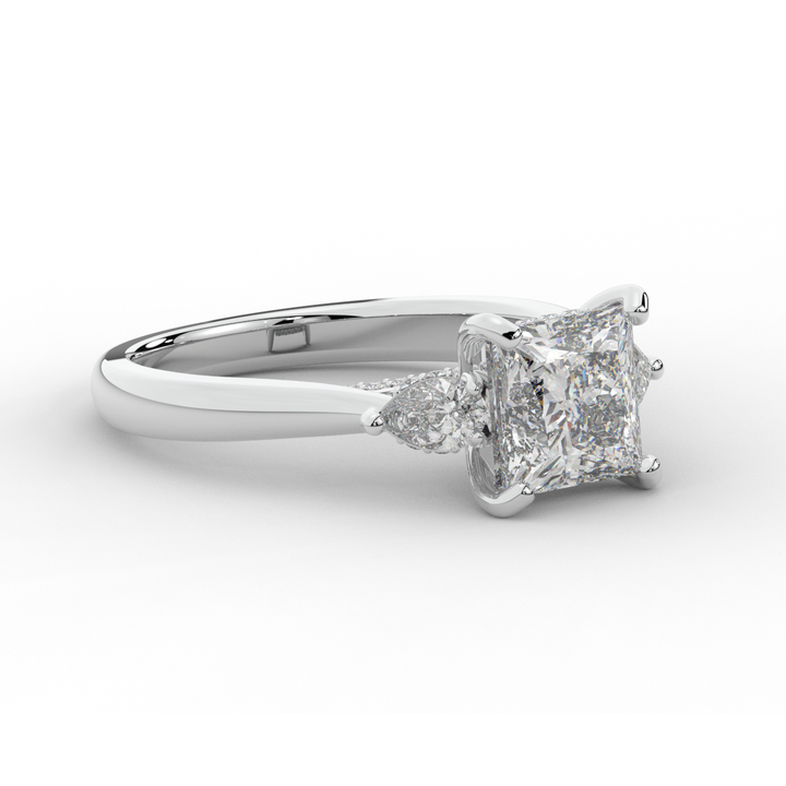 2.40CT.TW PRINCESS LAB DIAMOND 3 STONE ENGAGEMENT RING - Nazarelle