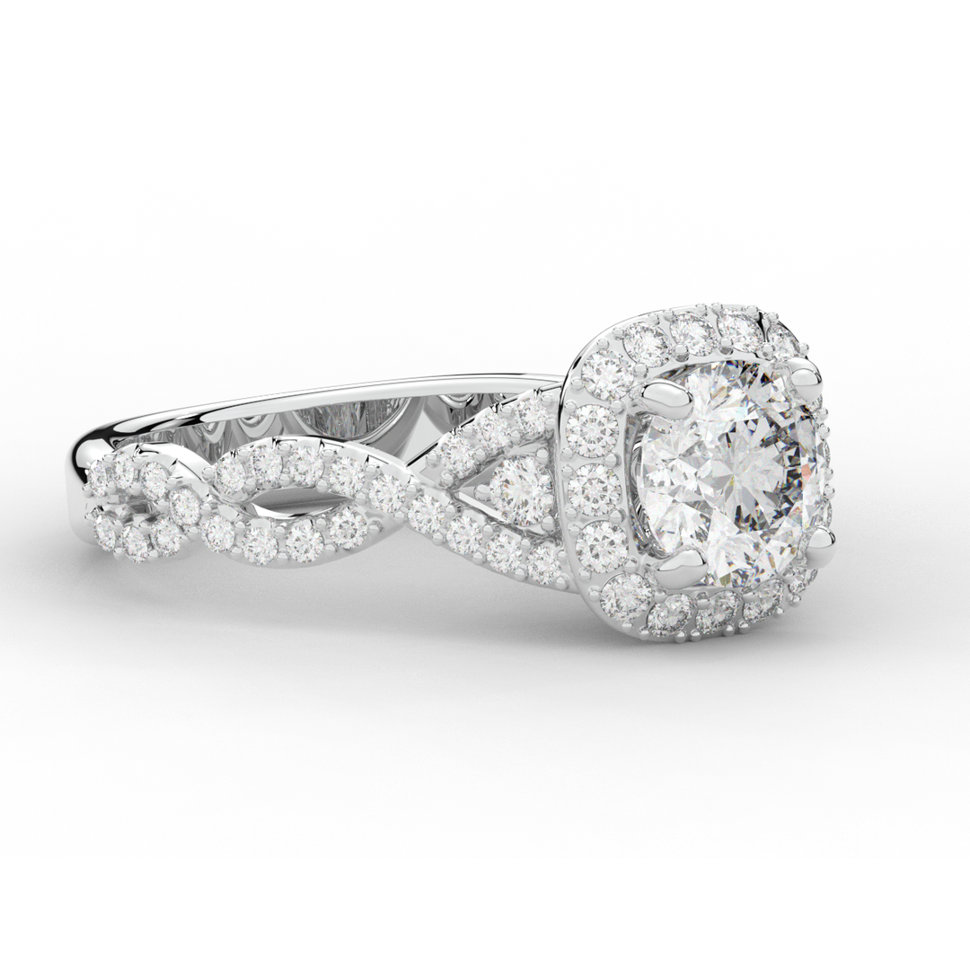 1.30CT.TW ROUND LAB DIAMOND HALO ENGAGEMENT RING - Nazarelle