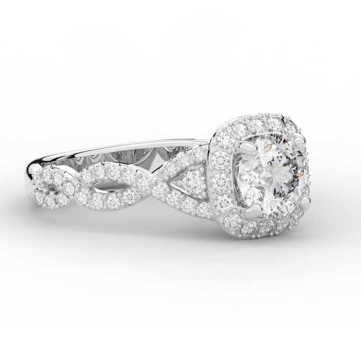 1.30CT.TW ROUND LAB DIAMOND HALO ENGAGEMENT RING - Nazarelle