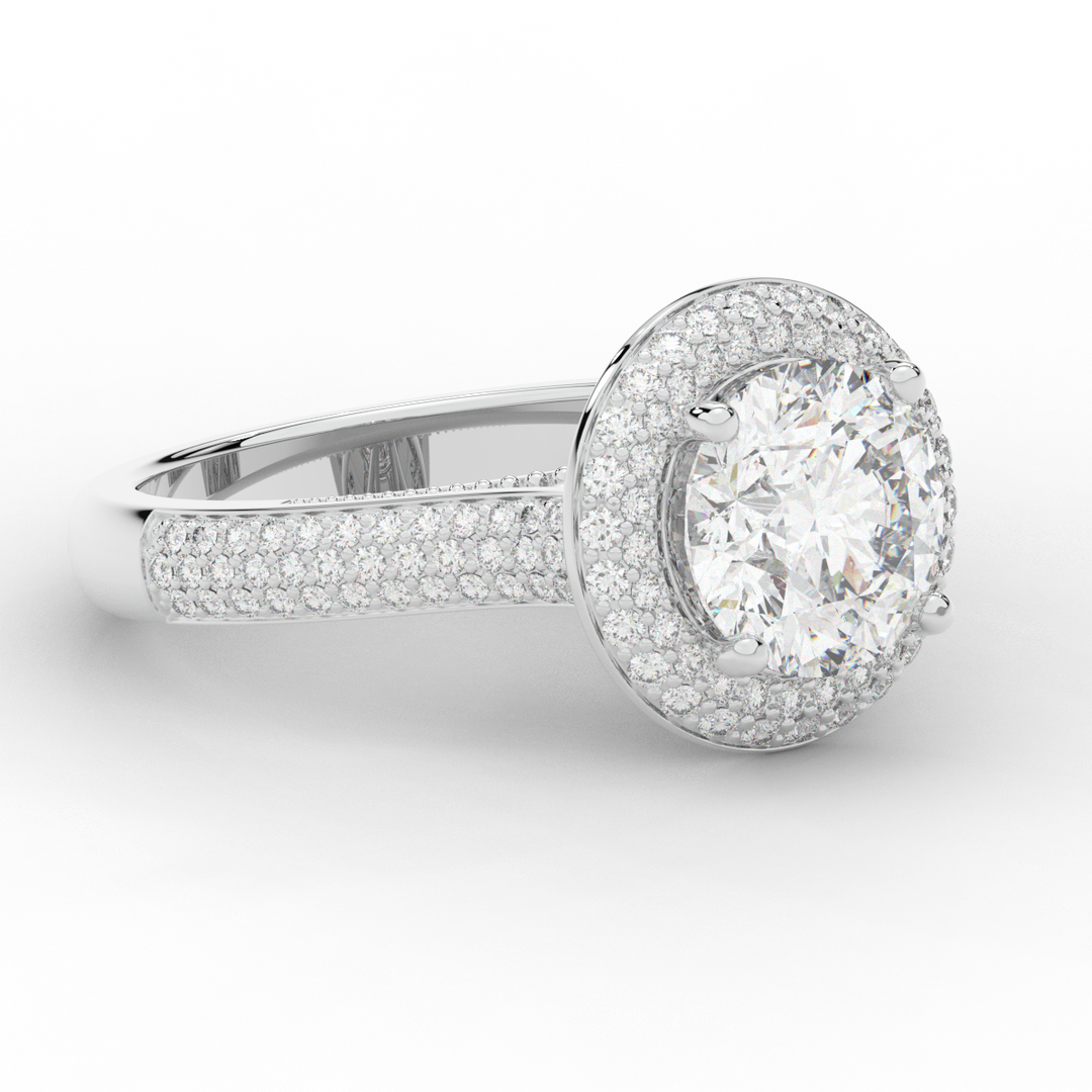2.45CT.TW ROUND LAB DIAMOND HALO ENGAGEMENT RING - Nazarelle