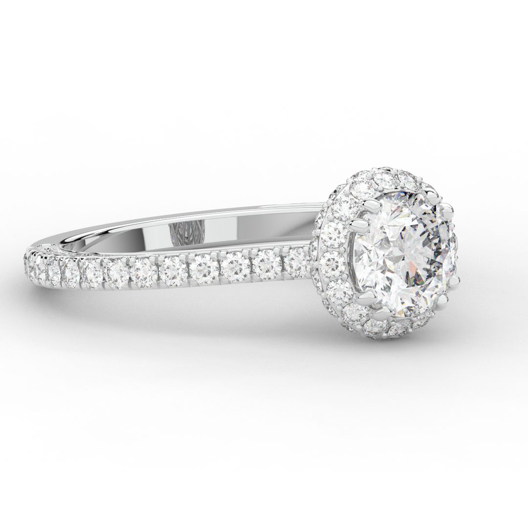 1.90CT.TW ROUND LAB DIAMOND HALO ENGAGEMENT RING - Nazarelle