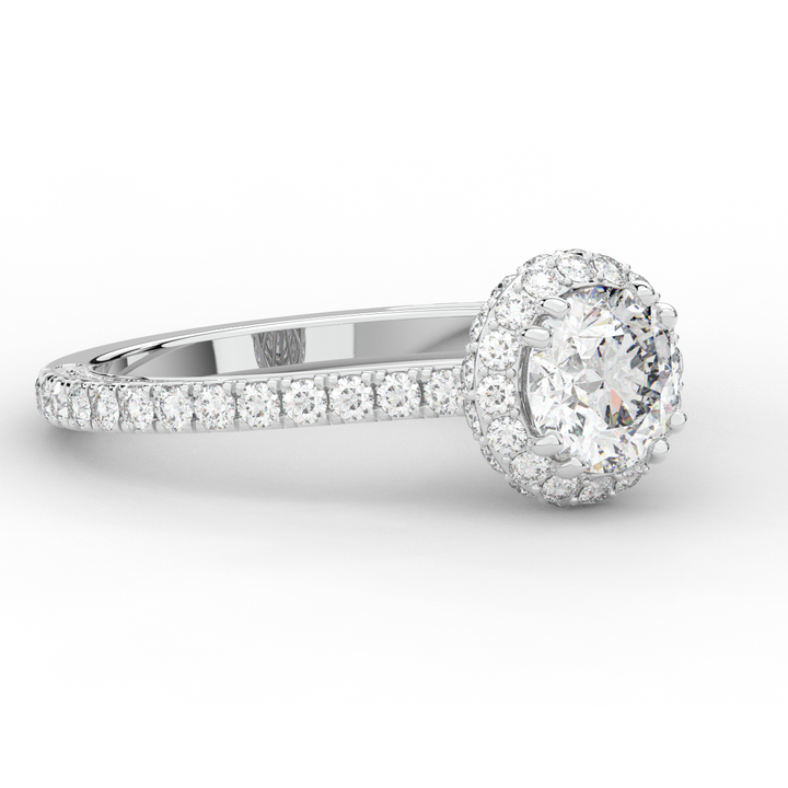 1.90CT.TW ROUND LAB DIAMOND HALO ENGAGEMENT RING - Nazarelle
