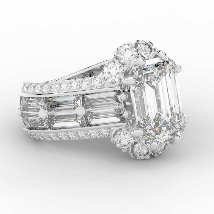8.25CT.TW EMERALD CUT LAB DIAMOND HALO ENGAGEMENT RING - Nazarelle