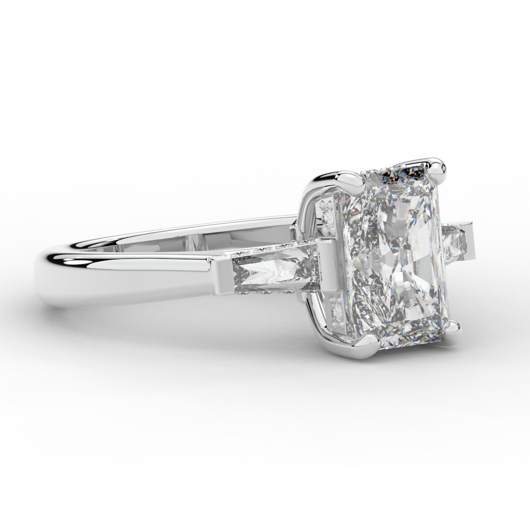 3.45CT.TW RADIANT LAB DIAMOND 3 STONE ENGAGEMENT RING - Nazarelle