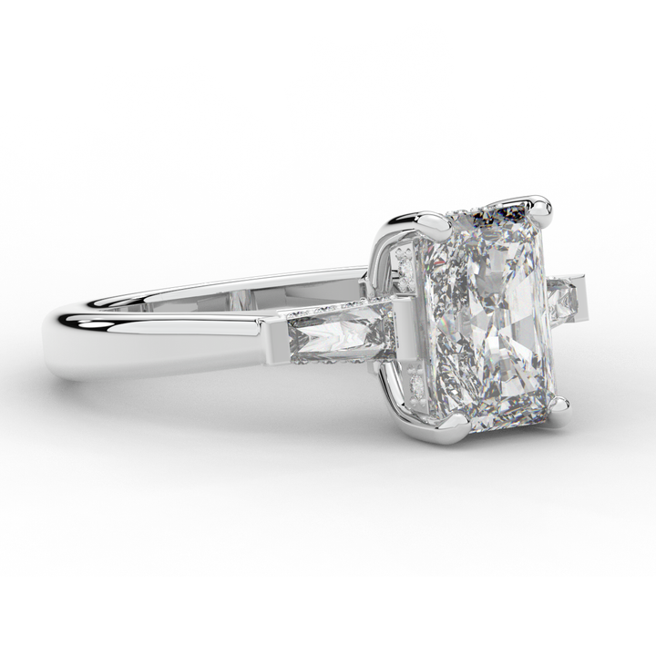3.45CT.TW RADIANT LAB DIAMOND 3 STONE ENGAGEMENT RING - Nazarelle