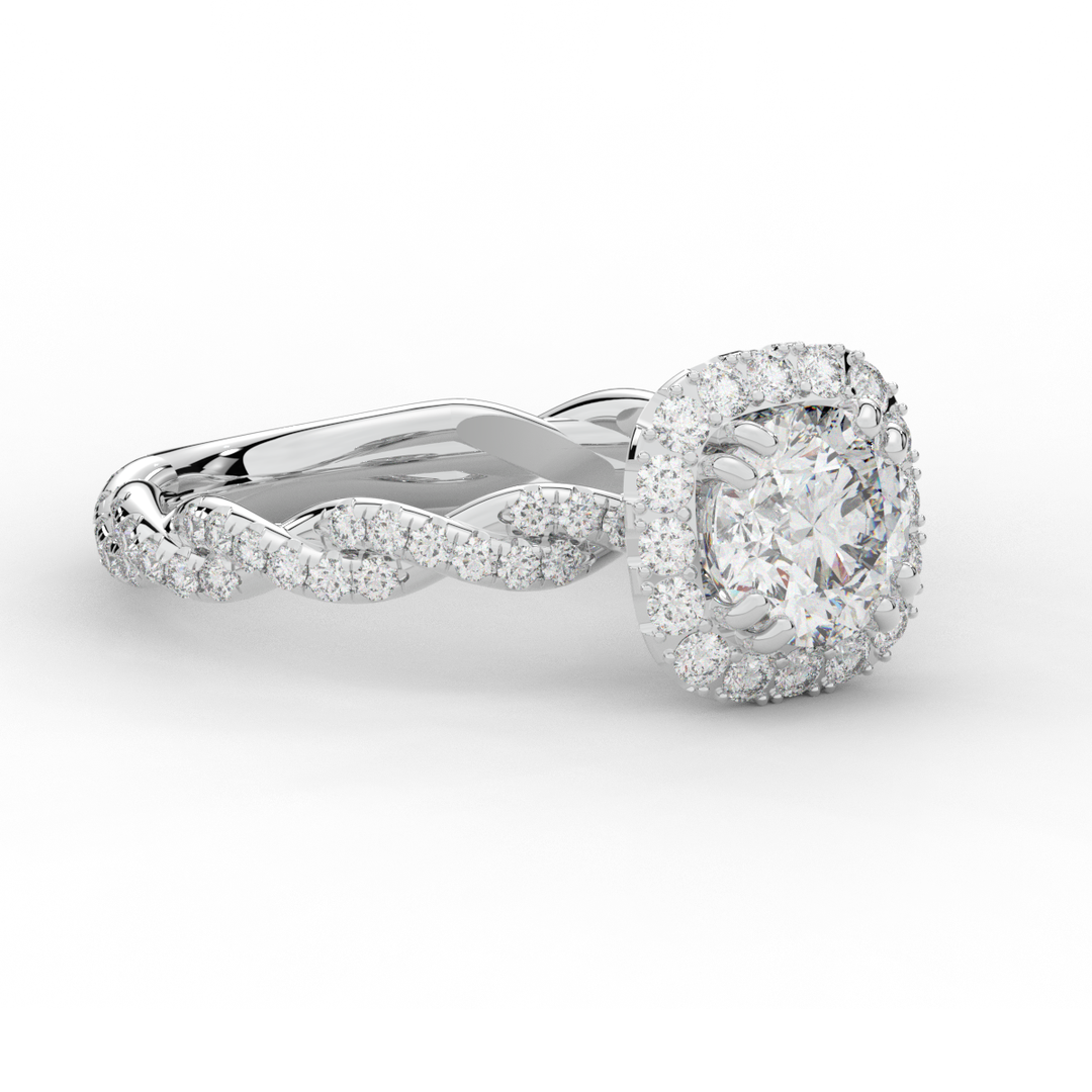1.55CT.TW ROUND LAB DIAMOND HALO TWIST ENGAGEMENT RING - Nazarelle