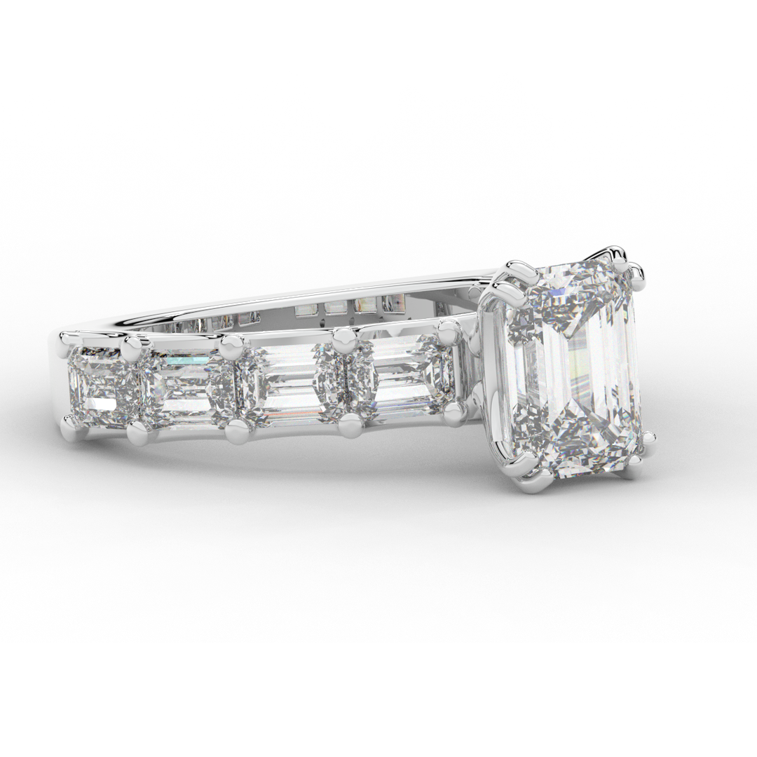 3.75CT.TW EMERALD CUT LAB DIAMOND SOLITAIRE ENGAGEMENT RING