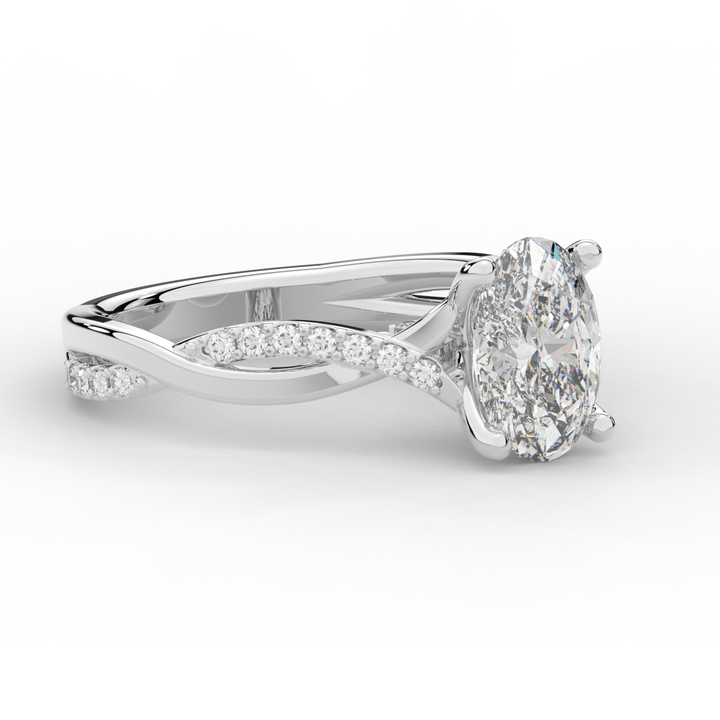1.70CT.TW OVAL LAB DIAMOND TWIST BAND ENGAGEMENT RING - Nazarelle