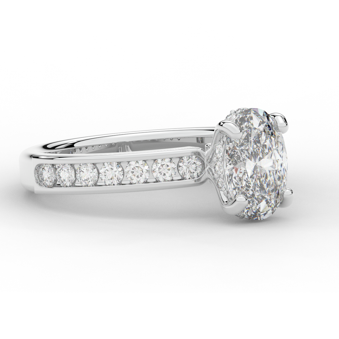 1.95CT.TW OVAL LAB DIAMOND UNDERHALO ENGAGEMENT RING - Nazarelle