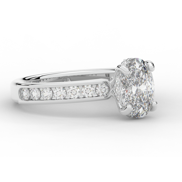 1.95CT.TW OVAL LAB DIAMOND UNDERHALO ENGAGEMENT RING - Nazarelle
