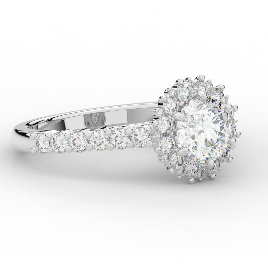 1.60CT.TW ROUND LAB DIAMOND HALO ENGAGEMENT RING - Nazarelle