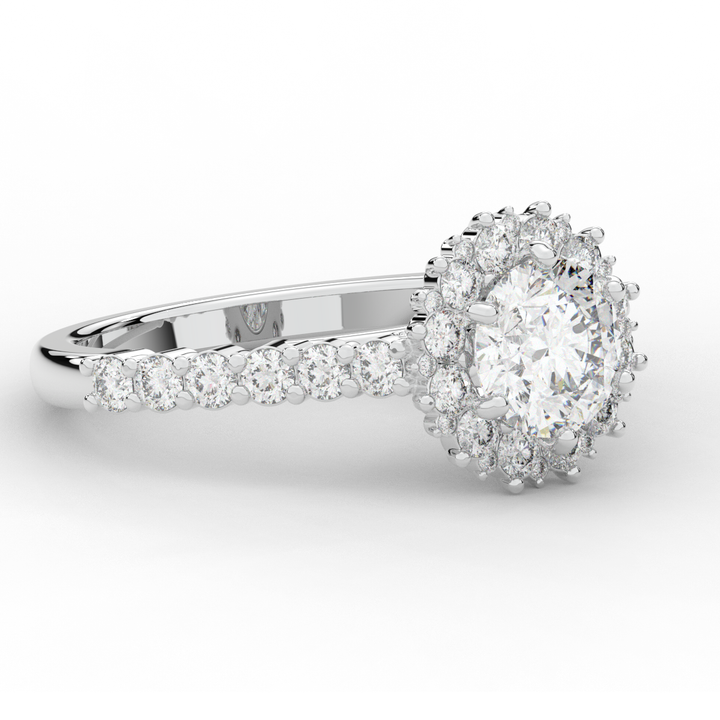 1.60CT.TW ROUND LAB DIAMOND HALO ENGAGEMENT RING - Nazarelle