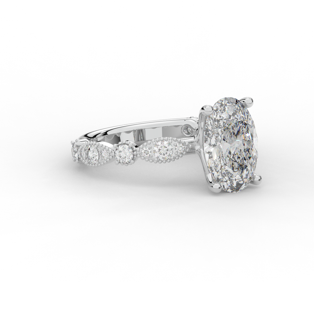 3.50CT.TW OVAL LAB DIAMOND SOLITAIRE ENGAGEMENT RING - Nazarelle
